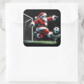 Sinterklaas geniet van een levendige voetbalwedstr vierkante sticker (Tas)