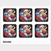Sinterklaas Genieten van een Drink op een winterda Vierkante Sticker (Vel)