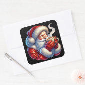 Sinterklaas Genieten van een Drink op een winterda Vierkante Sticker (Envelop)