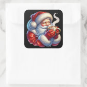 Sinterklaas Genieten van een Drink op een winterda Vierkante Sticker (Tas)