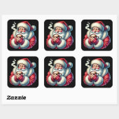 Sinterklaas Genieten van een gezellige Drink op ee Vierkante Sticker (Vel)