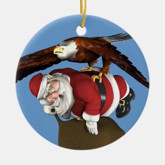 Sinterklaas gevangen door Bald Eagle Keramisch Ornament (Voorkant)