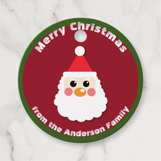 Sinterklaas Gezicht op Rode Vrolijke Kerstmis Bedankjes Labels (Voorkant)