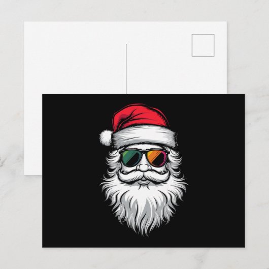Sinterklaas gezicht retro zonnebril Kerstmis Xmas Feestdagenkaart (Voorkant / Achterkant)