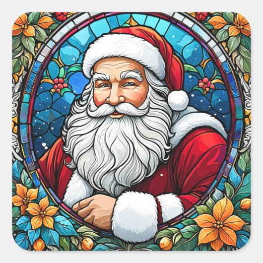 Sinterklaas Glas in lood #1 Vierkante Sticker (Voorkant)