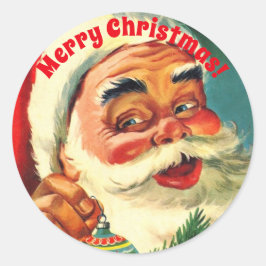 Sinterklaas Glimlachend met Ornament Ronde Sticker