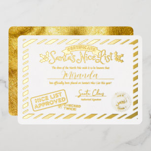 Sinterklaas Goede Lijst Certificaat Aangepast Goud Folie Uitnodiging