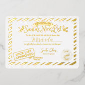 Sinterklaas Goede Lijst Certificaat Aangepast Goud Folie Uitnodiging (Voorkant)