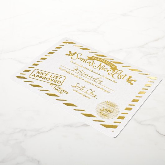 Sinterklaas Goede Lijst Certificaat Aangepast Goud Folie Uitnodiging (Gedraaid)
