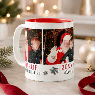 Sinterklaas Goede Lijst Rode Foto Kerstmis Tweekleurige Koffiemok