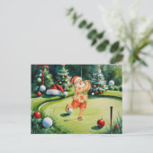 Sinterklaas golft op groen zetten feestdagenkaart (Staand voorkant)