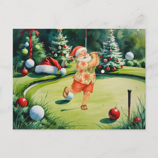 Sinterklaas golft op groen zetten feestdagenkaart (Voorkant)