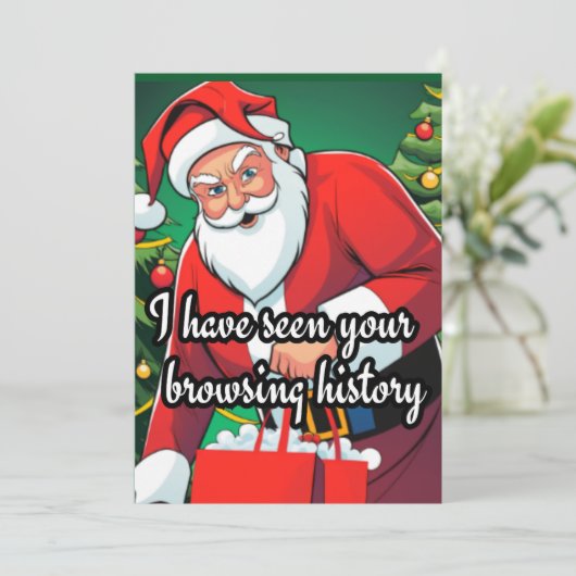 Sinterklaas grappig | browsen geschiedenis Kerstmi Feestdagenkaart (Staand voorkant)