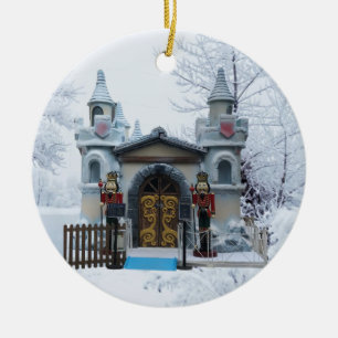 Sinterklaas Grotto met Notenkraker Bewakers in Win Keramisch Ornament