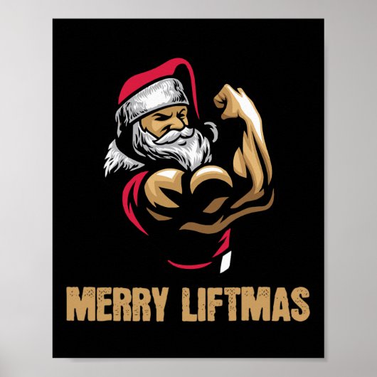 Sinterklaas Gym Bodybuilding Fitness Vrolijke Lift Poster (Voorkant)