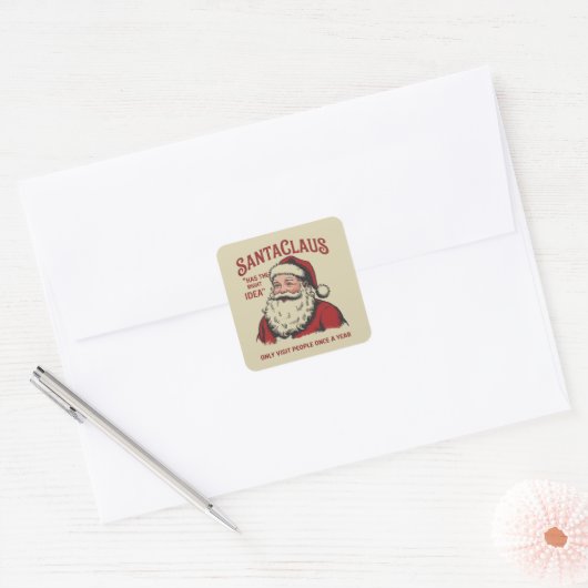 Sinterklaas heeft het juiste idee voor een grappig vierkante sticker (Envelop)