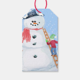 Sinterklaas Helper Bouw Een Gekke Sneeuwman Cadeaulabel