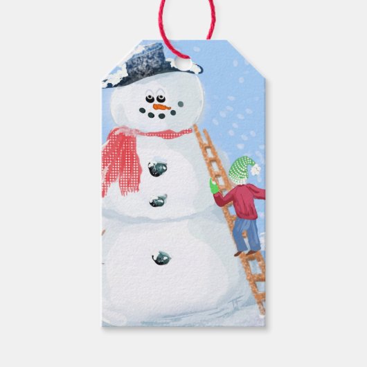 Sinterklaas Helper Bouw Een Gekke Sneeuwman Cadeaulabel (Voorkant)