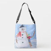 Sinterklaas Helper Bouw Een Gekke Sneeuwman Crossbody Tas (Achterkant)