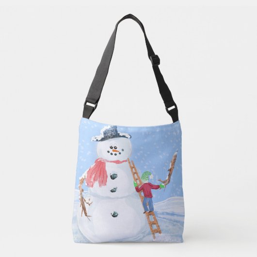 Sinterklaas Helper Bouw Een Gekke Sneeuwman Crossbody Tas (Voorkant)