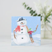Sinterklaas Helper Bouw Een Gekke Sneeuwman Kaart (Staand voorkant)