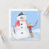 Sinterklaas Helper Bouw Een Gekke Sneeuwman Kaart (Voorkant / Achterkant in situ)