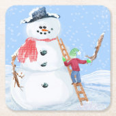 Sinterklaas Helper Bouw Een Gekke Sneeuwman Kartonnen Onderzetters (Voorkant)