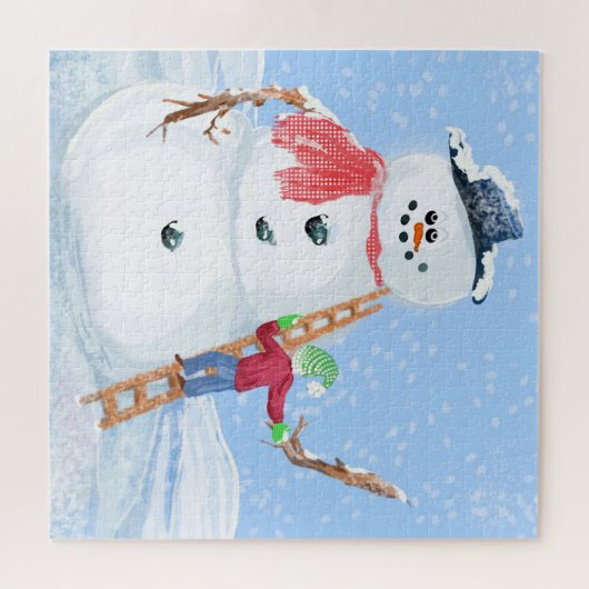 Sinterklaas Helper Bouw Een Gekke Sneeuwman Legpuzzel (Horizontaal)