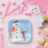 Sinterklaas Helper Bouw Een Gekke Sneeuwman Papieren Bordje (Feest)