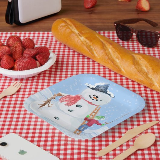 Sinterklaas Helper Bouw Een Gekke Sneeuwman Papieren Bordje (Picknick)