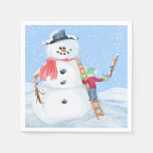 Sinterklaas Helper Bouw Een Gekke Sneeuwman Servet (Voorkant)