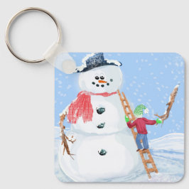 Sinterklaas Helper Bouw Een Gekke Sneeuwman Sleutelhanger