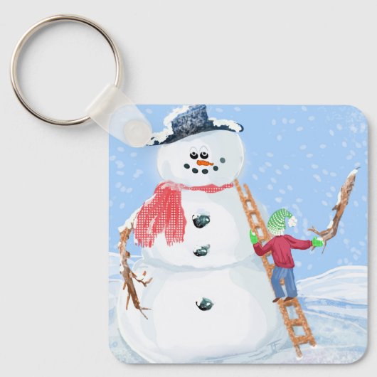 Sinterklaas Helper Bouw Een Gekke Sneeuwman Sleutelhanger (Voorkant)