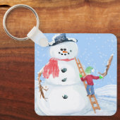 Sinterklaas Helper Bouw Een Gekke Sneeuwman Sleutelhanger (Voorkant)
