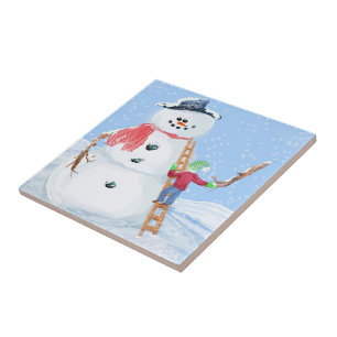 Sinterklaas Helper Bouw Een Gekke Sneeuwman Tegeltje