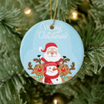 Sinterklaas, herten en snowman keramisch ornament<br><div class="desc">santa claus reindeer reindeer, lovely art colorful comic , snowflake drawing title joy , nose man frozen friends , cheerful kids happiness animal , fun winter funny red , cartoon xmas snow illustration , foliday merry character snowman , deer happy cute christmas , reiness , reindeer , reiness , reiner...</div>