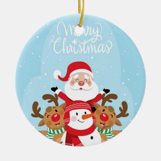 Sinterklaas, herten en snowman keramisch ornament (Voorkant)