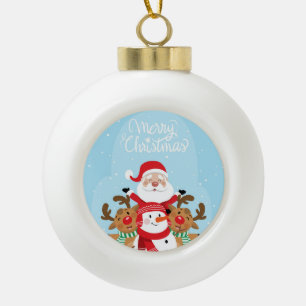 Sinterklaas, herten en snowman keramische bal ornament