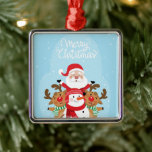 Sinterklaas, herten en snowman metalen ornament<br><div class="desc">santa claus reindeer reindeer, lovely art colorful comic , snowflake drawing title joy , nose man frozen friends , cheerful kids happiness animal , fun winter funny red , cartoon xmas snow illustration , foliday merry character snowman , deer happy cute christmas , reiness , reindeer , reiness , reiner...</div>