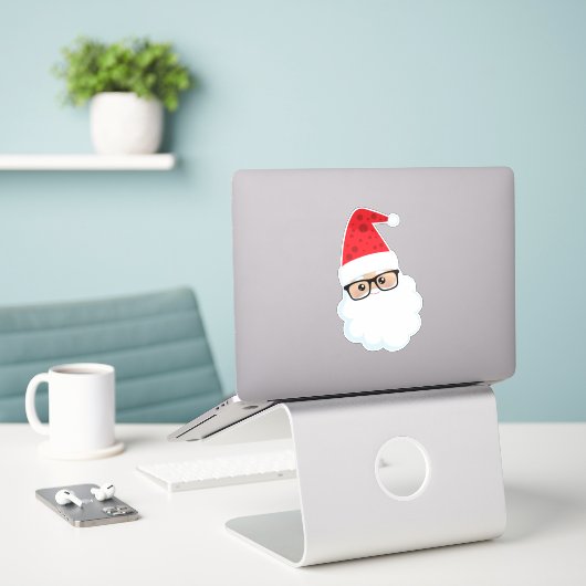 Sinterklaas, hipster-kerstman, Kerstmis, bril Sticker (Laptop op bureau)