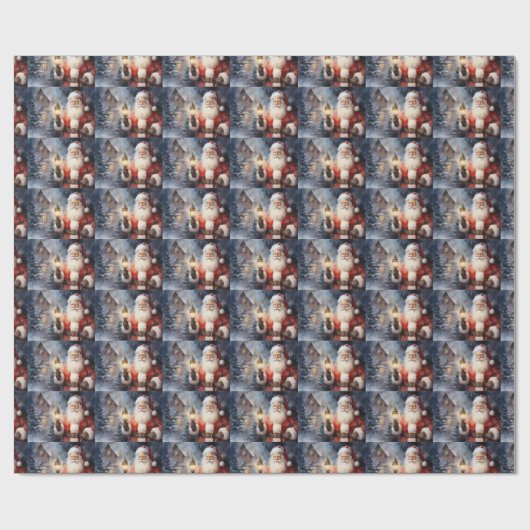 Sinterklaas Holding Lantern Cadeaupapier (Vlak)