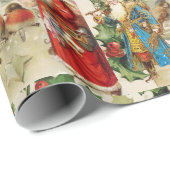 Sinterklaas, Holly Berry en Birds Collage Cadeaupapier (Rol Hoek)