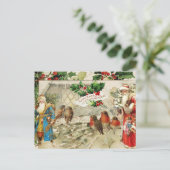 Sinterklaas, Holly Berry en Birds Collage Feestdagenkaart (Staand voorkant)
