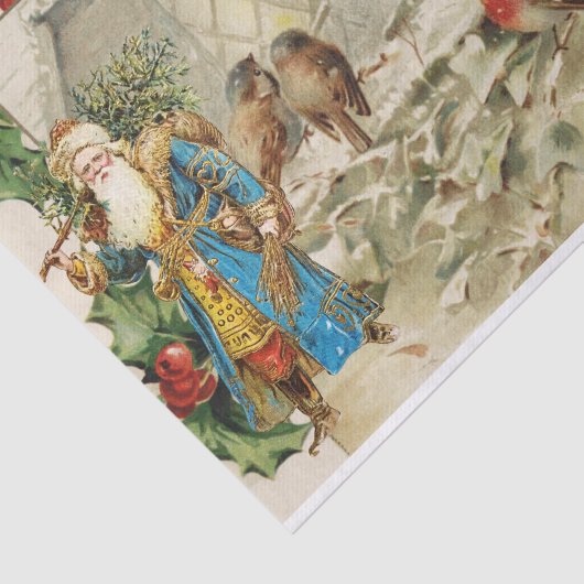 Sinterklaas, Holly Berry en Birds Collage Tissuepapier (Detail)