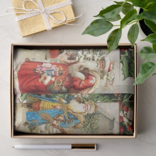  Sinterklaas, Holly Berry en Birds Collage Tissuepapier (Geschenk)