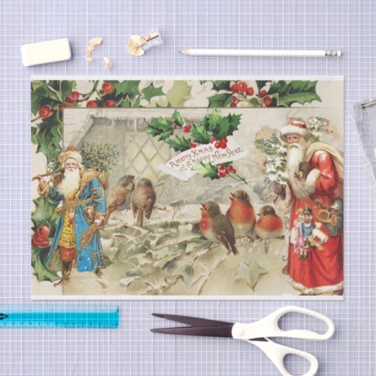 Sinterklaas, Holly Berry en Birds Collage Tissuepapier (Craft)