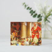 Sinterklaas houdt toezicht op zijn elfen die koekj feestdagenkaart (Staand voorkant)