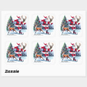 Sinterklaas houdt van schaatsen met een rendier vierkante sticker (Vel)
