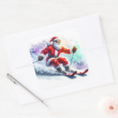 Sinterklaas houdt van skiën op een besneeuwde berg vierkante sticker (Envelop)