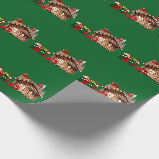 Sinterklaas Hustle Green Wrapping Paper Cadeaupapier (Hoek)